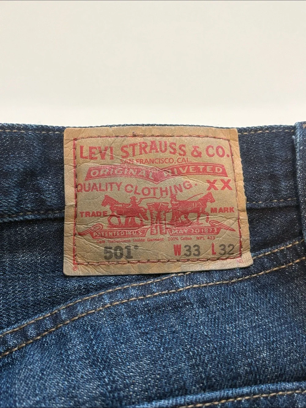 Levi's 501 Straight Leg Button-Fly Dark Blue Straight Jeans